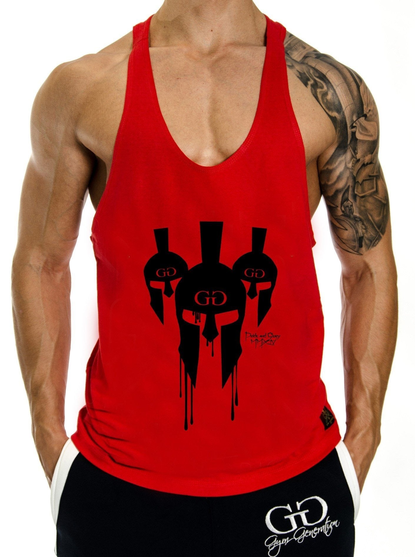 Rotes Pride and Glory Spartan Stringer Tank Top für Herren – Vorderansicht