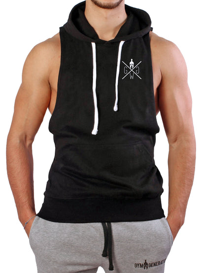 Men's Black Hooded Tank Top from Gym Generation for Gym Workouts