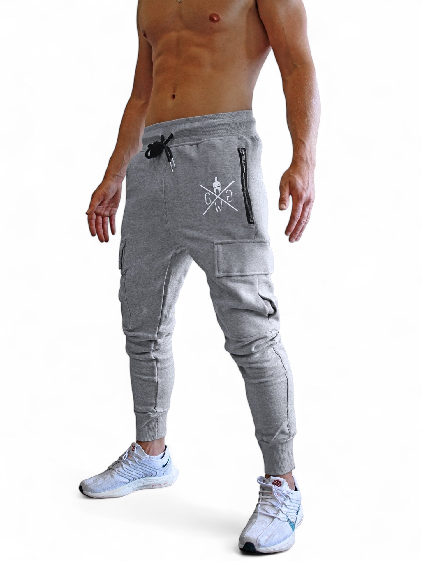 Vielseitige graue Cargo Trainerhose Maverick von Gym Generation, ideal für Gym, Joggen oder Freizeit