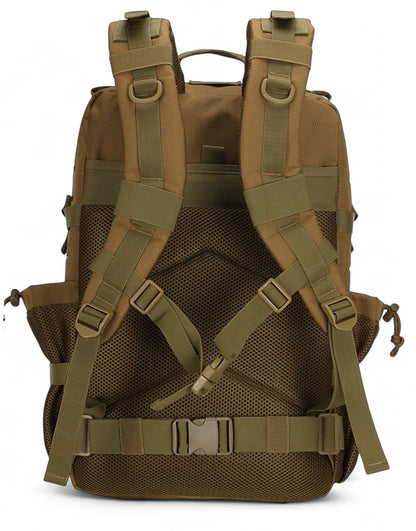 Rucksack Beige von Gym Generation – Strapazierfähiger 45L Gym Rucksack mit Klettfläche, Geheimfach und Flaschenhaltern, ideal für Training und Alltag.