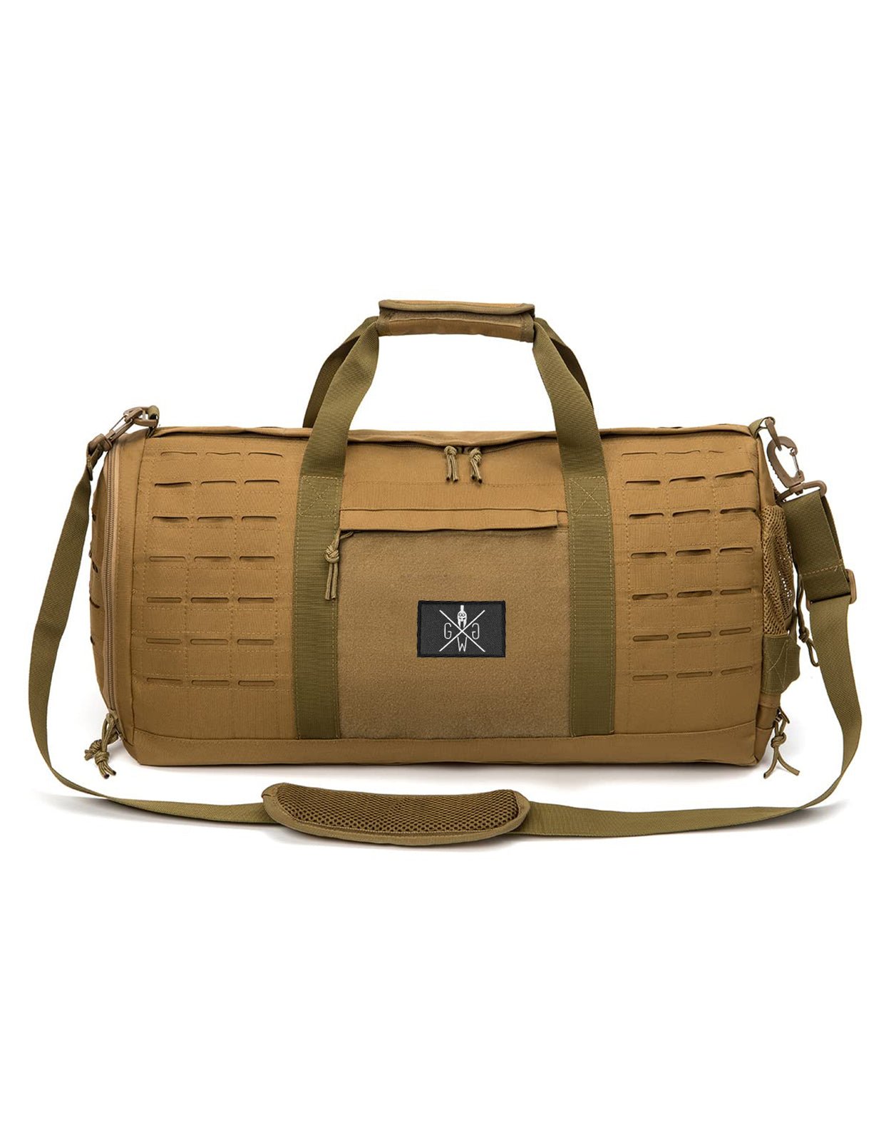 Beige Fitness Tasche von Gym Generation – Robuste Sporttasche mit geräumigem Hauptfach, Schuhfach und personalisierbarem Design, ideal für Training und Alltag.