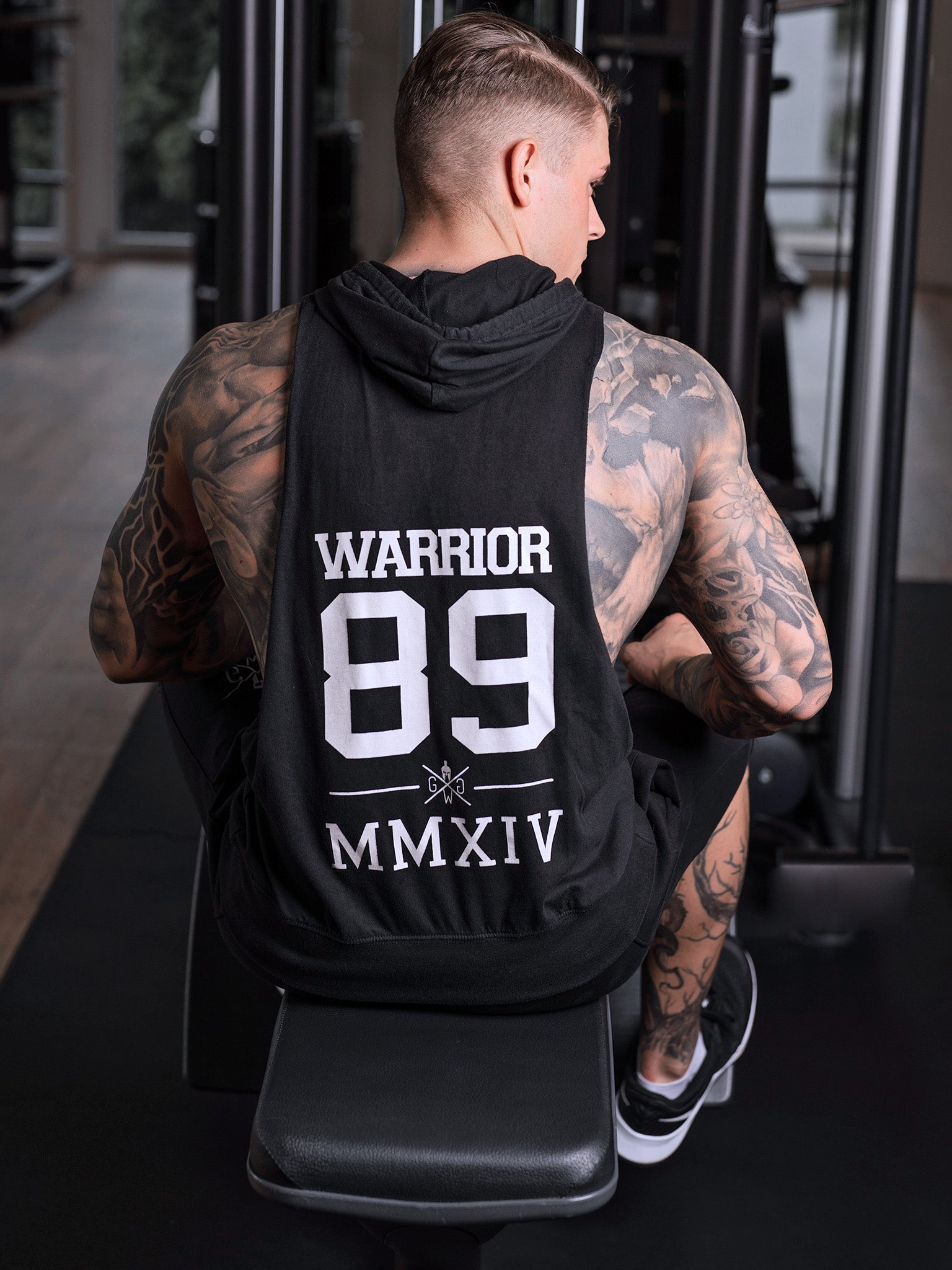 Men's Black Hooded Tank Top Gym Generation