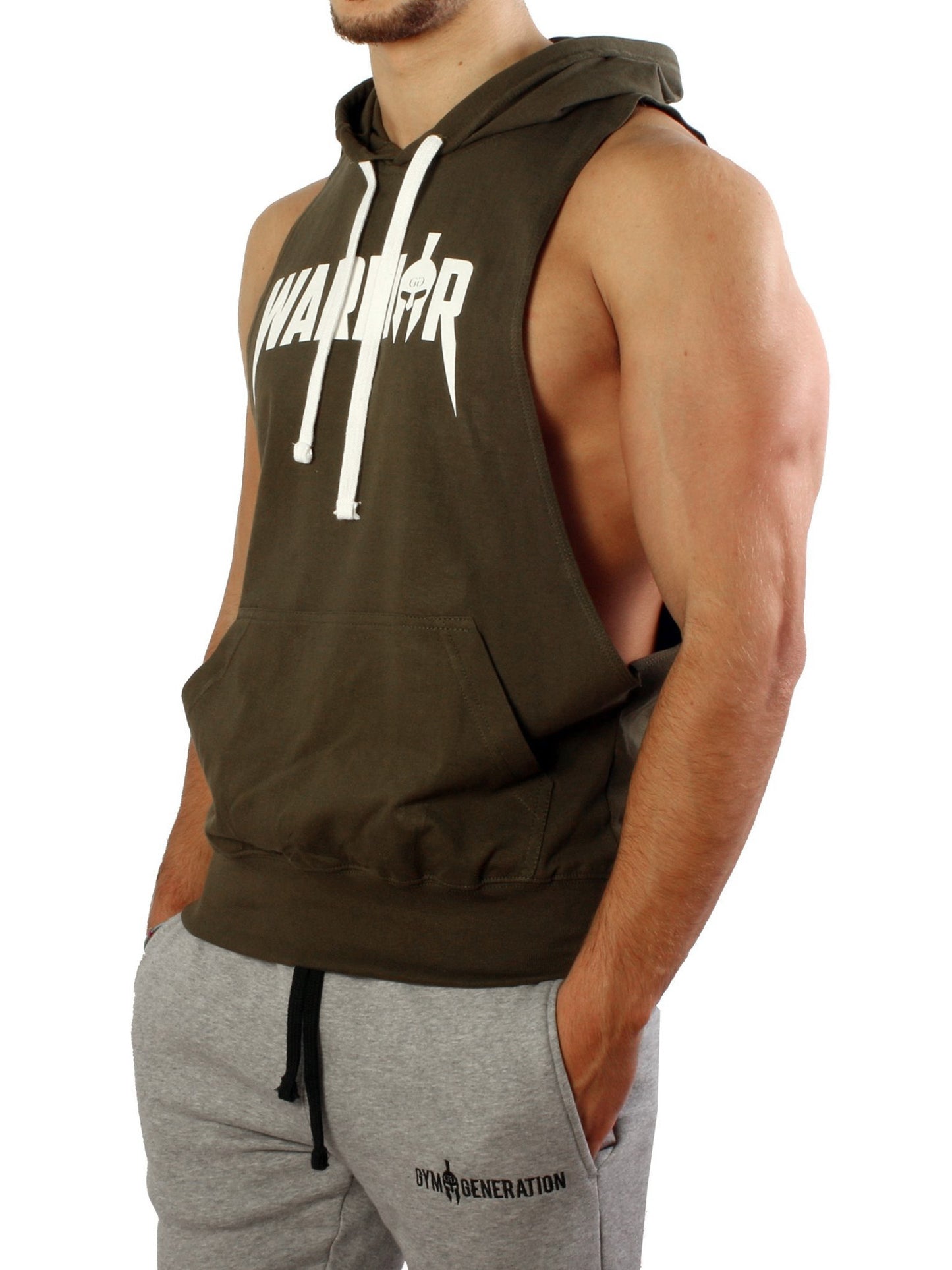 Kapuzen Tank Top in Olive von Gym Generation für maximale Bewegungsfreiheit beim Sport.
