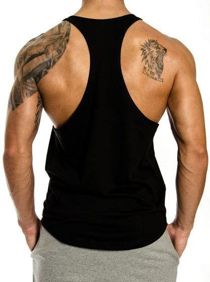 Gym Generation Stringer Tanktop mit 3-fach genähtem Saum in Schwarz mit goldenem Print