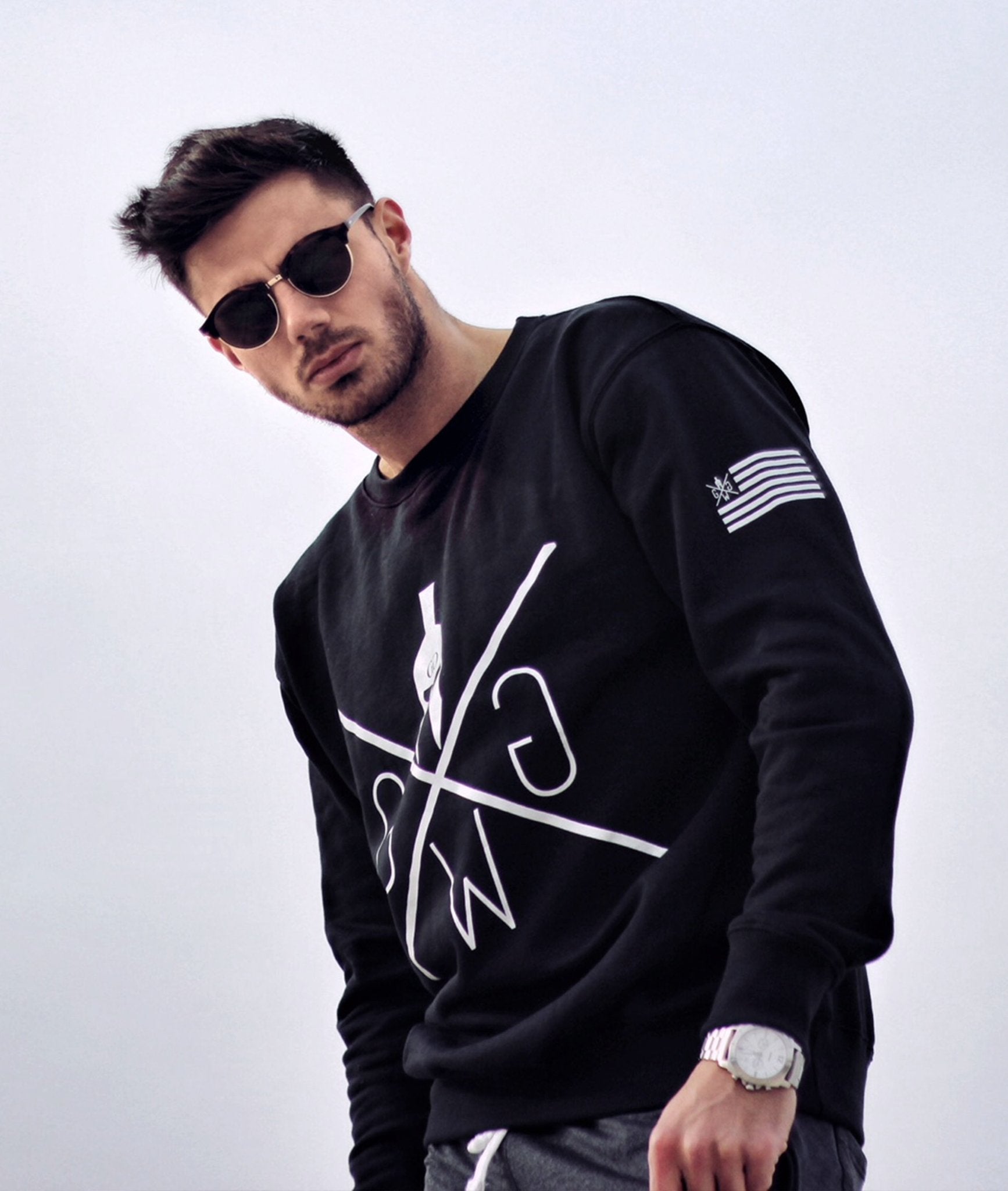 Men's Black Sweatshirt with Print Gym Generation