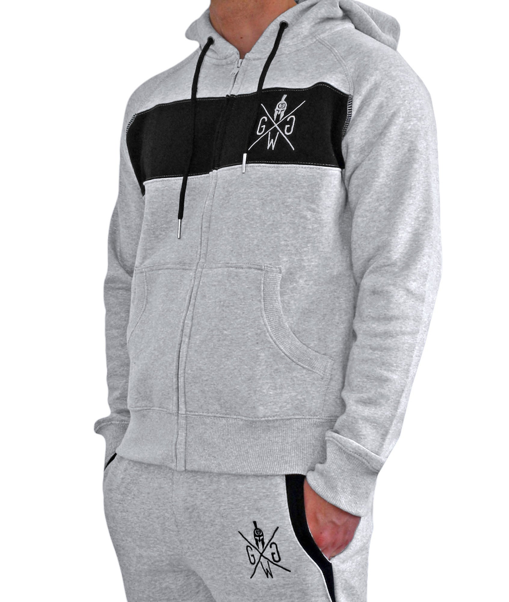 Gym Generation Herren Hoodie Grau – moderner Pullover aus weicher Baumwoll-Mischung, mit Bauchtaschen und Kapuze, perfekt für Training und Alltag.