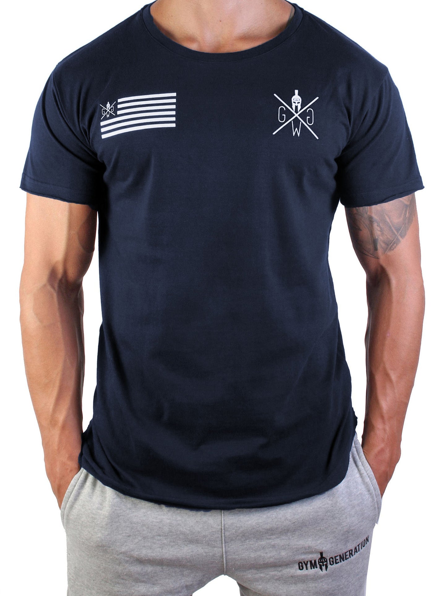 Navy-Blaues Fitness T-Shirt von Gym Generation – zeitloses Herren-Shirt mit sportlichem Schnitt und kraftvollem Logo, ideal für Training und Freizeit.