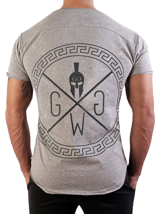 Graues Herren T-Shirt für Gym und Freizeit mit Spartaner Logo
