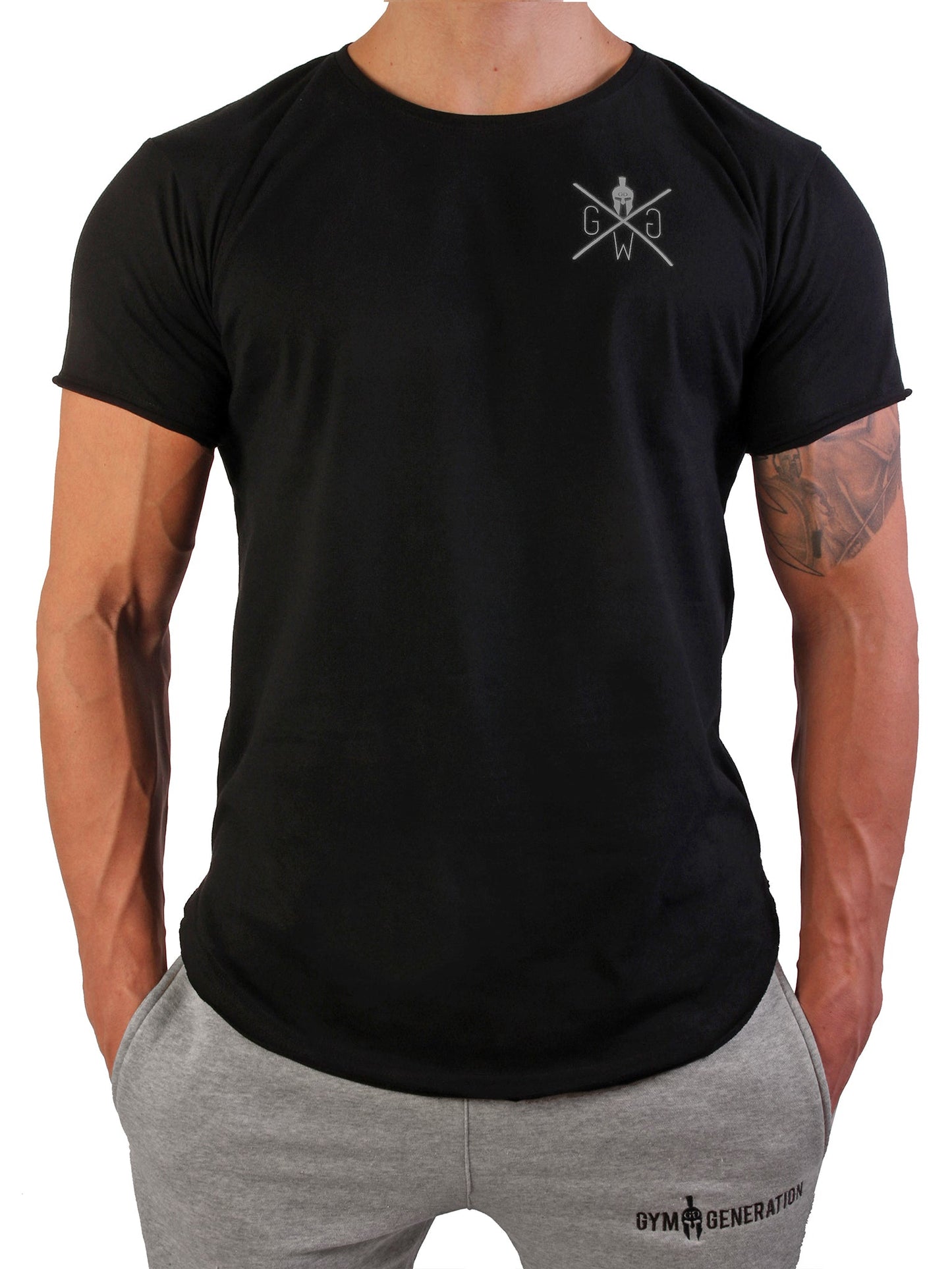 Gym Generation Spartan T-Shirt mit ikonischem Warrior-Logo, symbolisiert Unbesiegbarkeit und Entschlossenheit.
