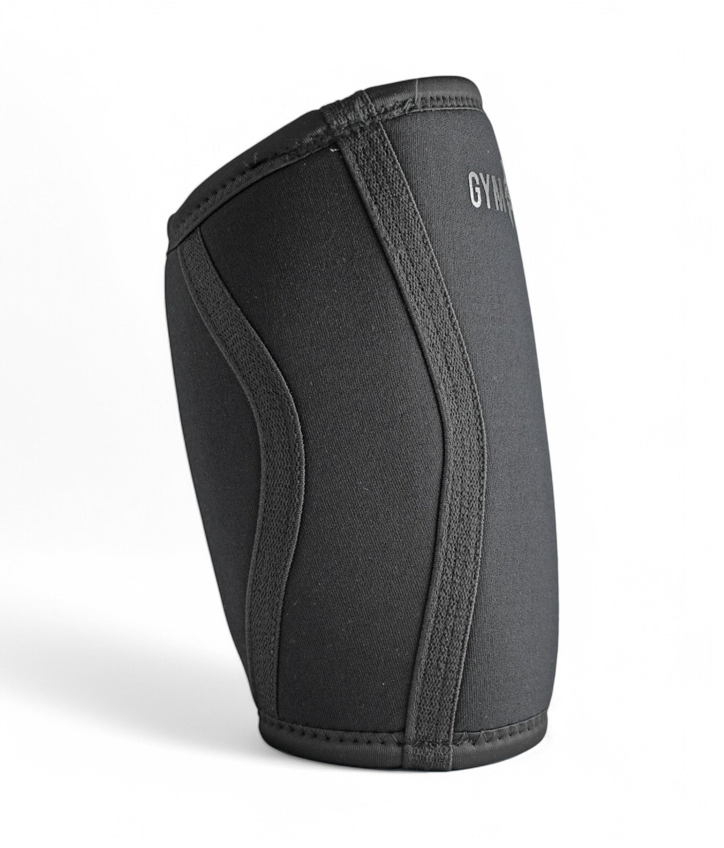 Kniebandagen Kraftsport in Schrägansicht, 7 mm Neopren mit konturierter Formnaht und Seitenpanel