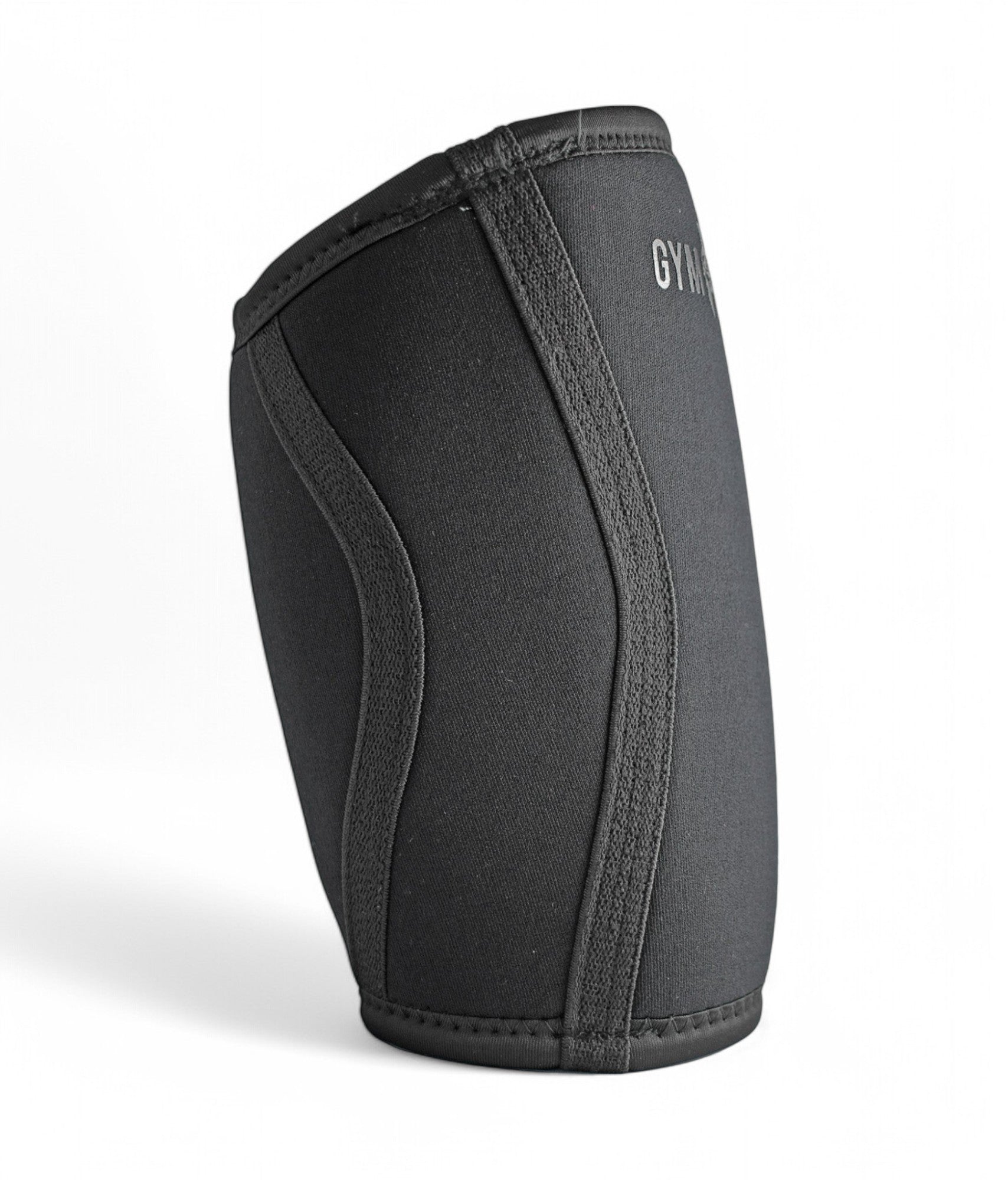 Kniebandagen Kraftsport in Schrägansicht, 7 mm Neopren mit konturierter Formnaht und Seitenpanel