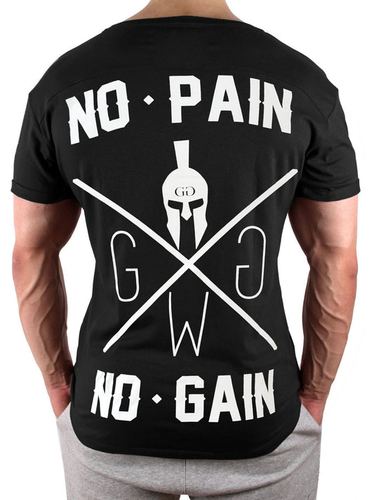 No Pain No Gain T-Shirt von Gym Generation in Schwarz mit auffälligem Rückendruck.