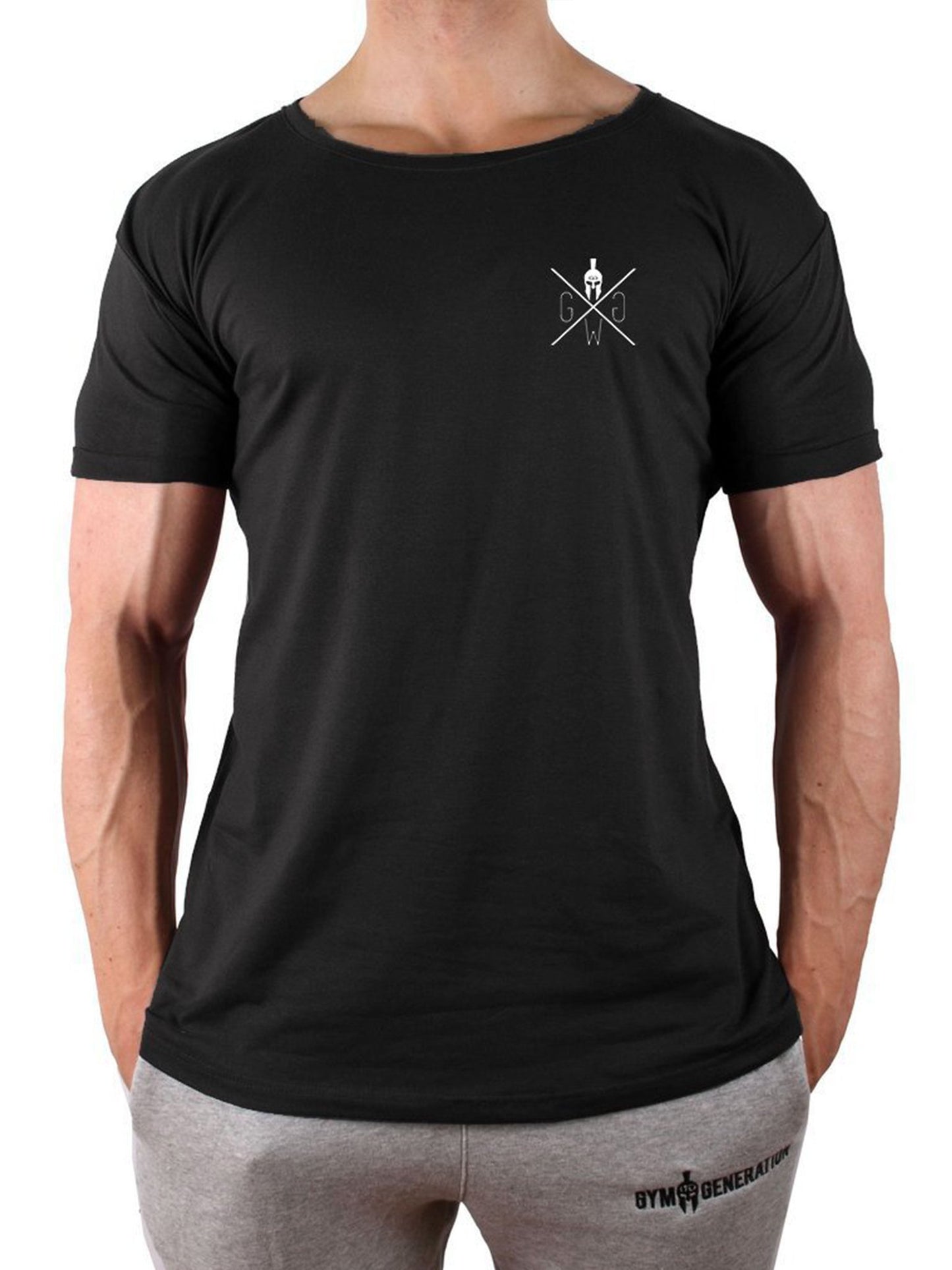 Schwarzes Fitness-Shirt von Gym Generation für Herren, ideal für intensives Training