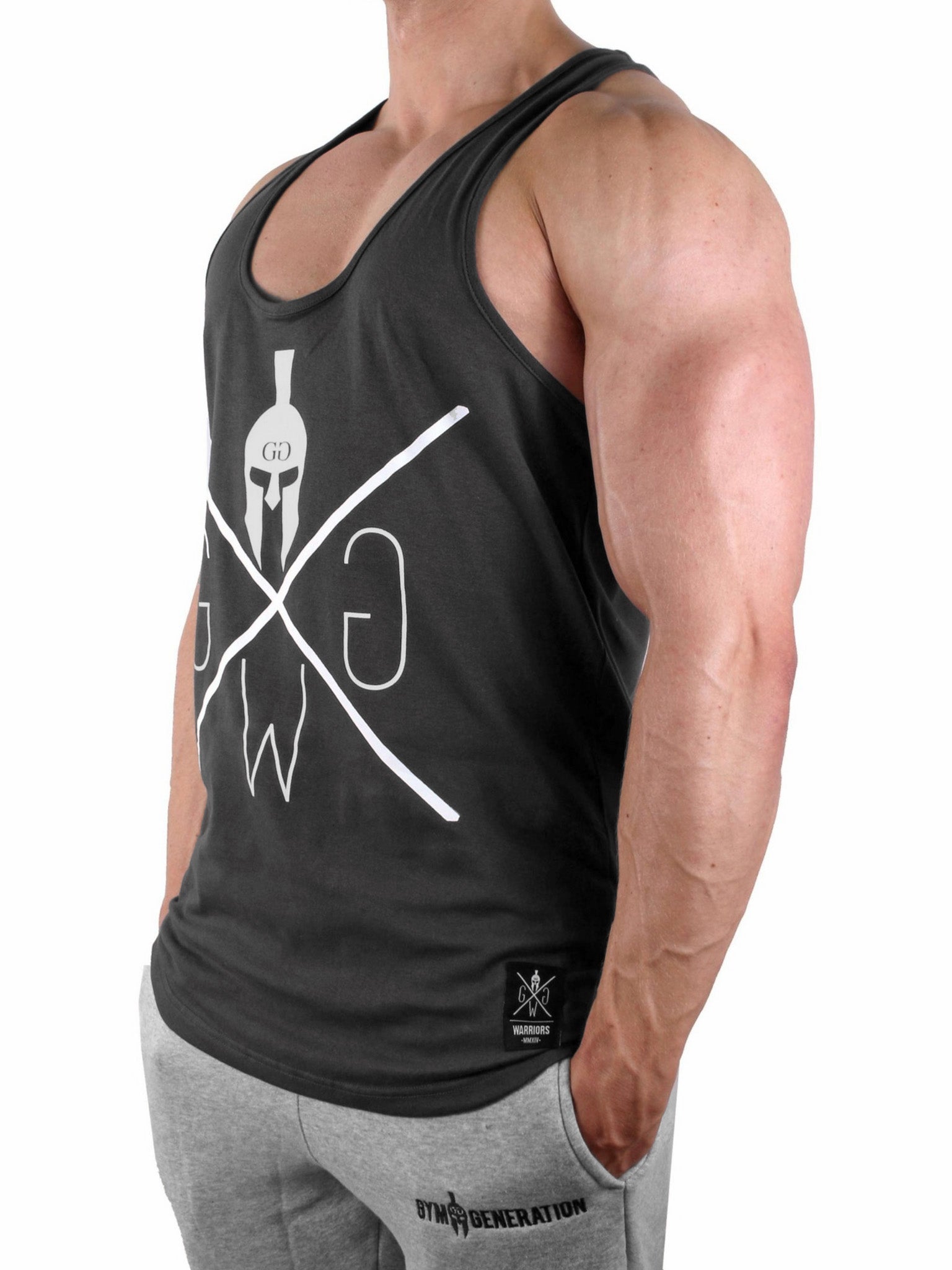 Herren Stringer Tank Top in Dunkelgrau aus hochwertigem Material – Perfekt für Krafttraining