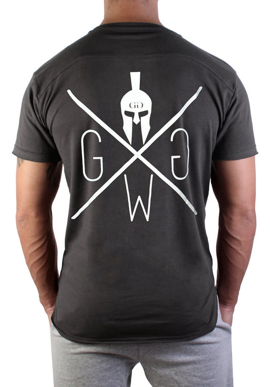 Dunkelgraues Gym T-Shirt Warrior von Gym Generation mit ikonischem Logo für stilbewusste Männer.