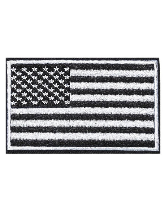 USA Flagge Patch in Schwarz mit weißer Stickerei – minimalistisches und stilvolles Design, perfekt für taktische Kleidung, Rucksäcke und Accessoires.